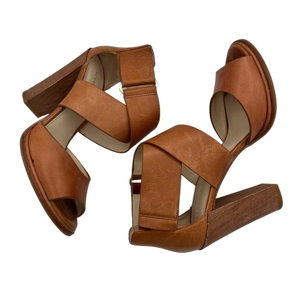 Kenneth Cole Sora Leather Criss Cross Block Heel Sandals - Picture 4 of 10